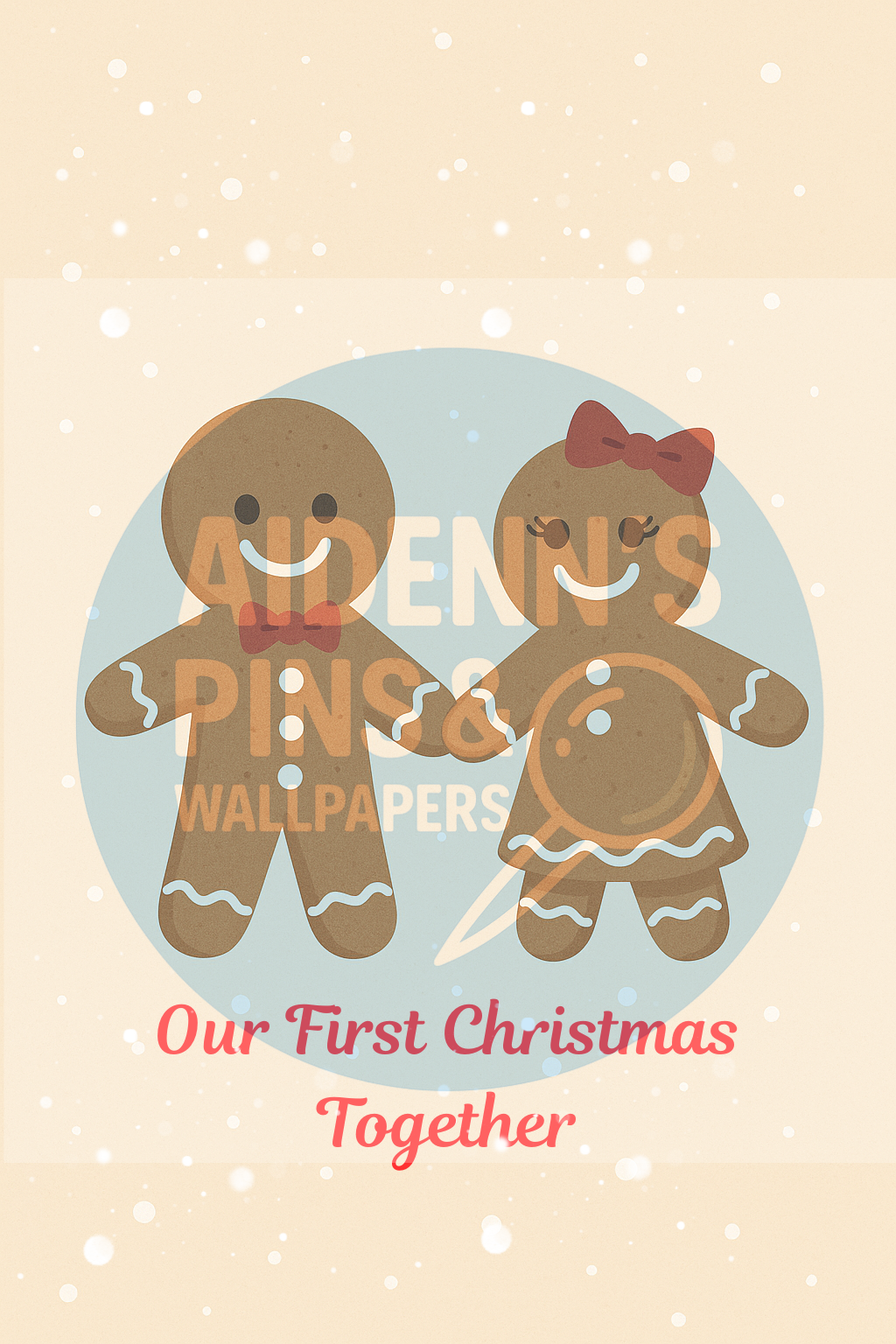 Our First Christmas Together – Gingerbread Couple iPhone Wallpaper