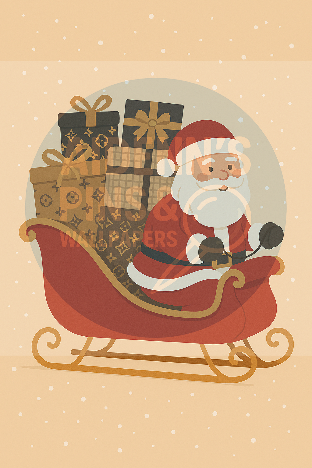 Santa on Sleigh – Luxury Christmas iPhone Wallpaper